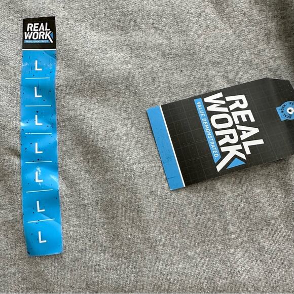 Real Work Mens Sweatshirt Jacket Gray 1/4 Zip Front Pullover Jacket Large NEW - Picture 10 of 14